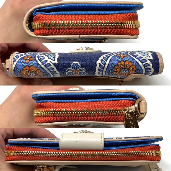 Spartina 449 Blue Boheme Yacht Club Elephant Paisley Canvas Leather Wallet - Picture 3 of 11